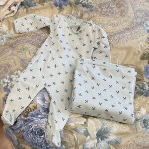 Kids Pajama Set with Blue Cross Pattern